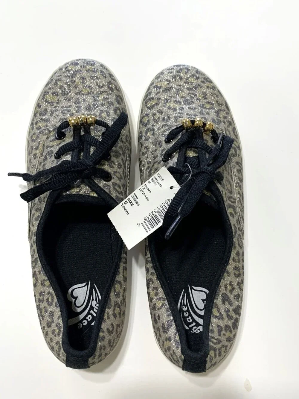 Brand New Children’s Place Leopard Print Girls Flat Shoes Lace Size 5
